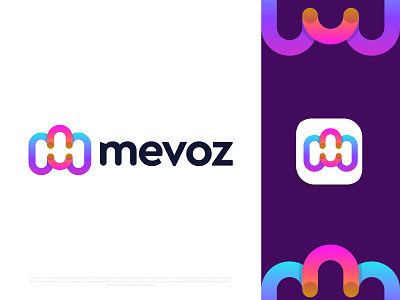 Mevoz 3d audio abstract logo app icon creative mark dj entertainment for sale unused gradient logo letter m logo logo design agency logo designer monogram music app logo premade sound speaker vector icon mark symbol