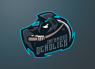 INFAMOUS DEADLIER 3d animation branding esport logo graphic design grim reaper grim reaper logo logo logos mascot logo motion graphics reaper reaper logo sport logo ui