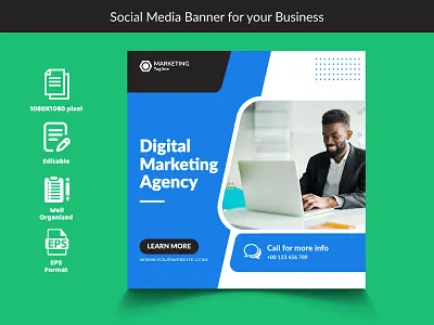 Social Media Banner For Your Digital Marketing Agency. eps marketing social vector