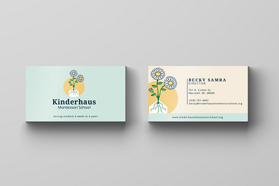 Kinderhaus Montessori School Business Card adobe indesign business card indesign logo redesign