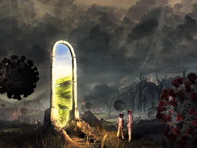 COVID GATE adobe design editing fantasy manipulation photo manipulation photoshop portal