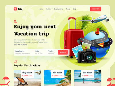 Travel Agency Website adventure agency design destination explore illustration interface landing page travel travel agency travel app travel landing page travel service travelling trip ui uiux ux website website design