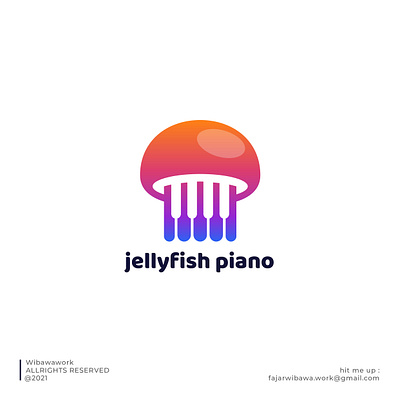 Jellyfish Piano Logo (Fun Project) branding dualmeaning icon jellyfish logo logodesign negativespace piano vector