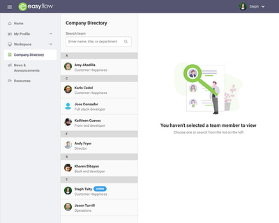 Company directory dashboard ui web app