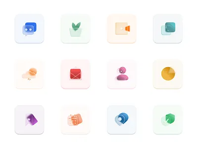 Glassmorphic Icons daily ui dailyui dailyuichallenge design figma glass effect glassmorphic glassmorphic icon glassy icon icons mobile ui ux