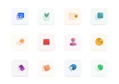 Glassmorphic Icons daily ui dailyui dailyuichallenge design figma glass effect glassmorphic glassmorphic icon glassy icon icons mobile ui ux