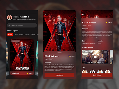 Movie ticket booking app app appui appuidesign booking cinema dark darkmode design glassmorphic glassmorphism interface design minimal mobile mobile app design mobileui movie simple ticket ui visual design