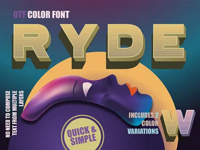 Ryde — Bold & Vibrant Sans Serif Color Font 3d font beauty fonts color fonts elegant font fantasy font fontself minimal modern sans serif otf font retro sans serif svg font typedesign uppercase vintage fonts webfont