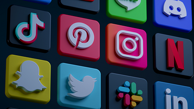 Social Media icon 3D 3d branding cinema 4d community manager design discord facebook graphic icon illustration line logo media motion graphics netflix slack snapchat social tiktok ui