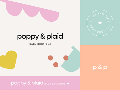 Poppy & Plaid Baby Boutique Branding branding design illustration logo minimal vector