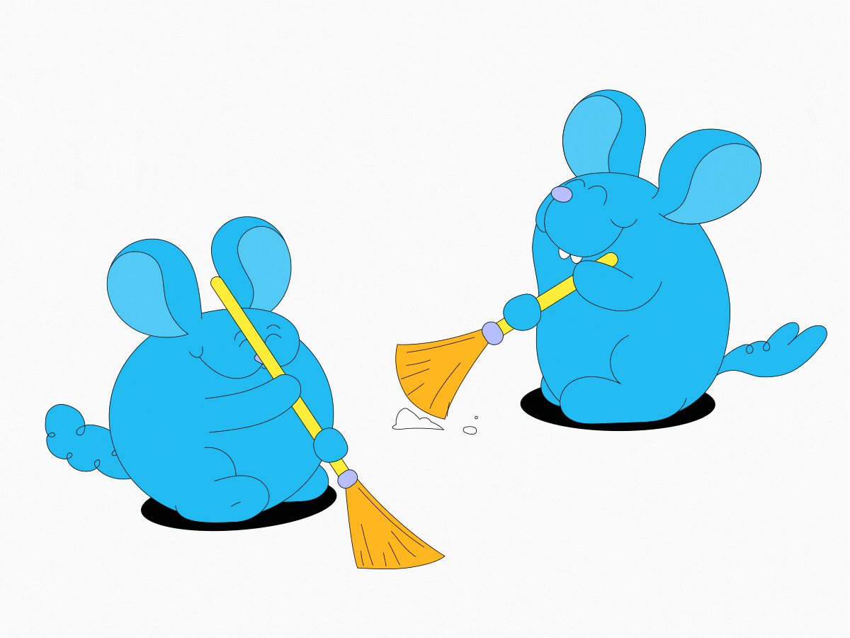 Three (two) blind (sweeping) mice (mice) 2d animation character gif illustration mice motion mouse sweeping