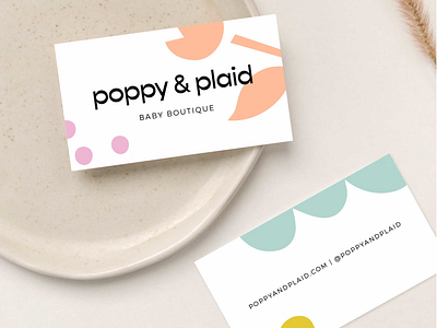 Poppy & Plaid Baby Boutique Branding abstract branding bright business card design design graphic design illustration logo marketing collateral minimal modern playful print design typography vector