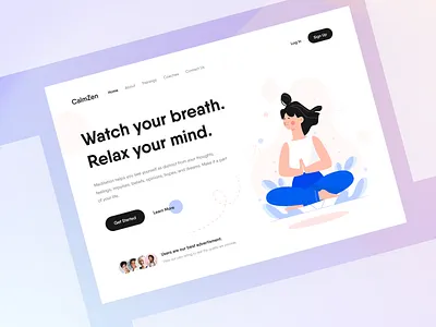 Meditation Website clean design flat health hero section illustration landing page meditation meditation app meditation landing page meditation website mental minimal ui ux web design website