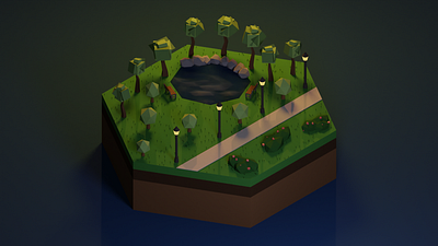 Low Poly Park at Night 3d 3d art 3d design 3d model 3dart 3dmodel 3dmodeling 3dmodelling blender blender3d blenderrender low poly low poly 3d lowpoly modelling render