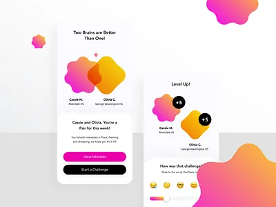 Lvl Up app avatar blobs bonus connections friendship gamification pairing play points social ui weekly challenge win