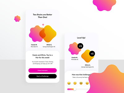 Lvl Up app avatar blobs bonus connections friendship gamification pairing play points social ui weekly challenge win