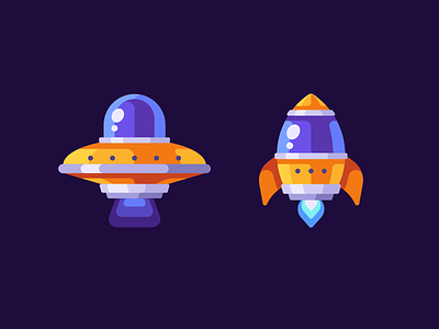 Bounce in Space - boosters booster design flat game illustration rocket space spaceship ufo vector