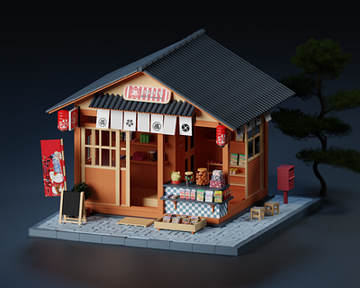 Japanese Shop 3d art blender branding japan japanese shop sushi