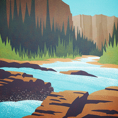 Vintage Ribbon Creek #1 canadian artist graphic design hiking illustration mountains outdoors retro river vector vintage yeg