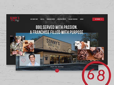 Sonny's BBQ Franchise Interface bbq food hero homepage interface masthead meat mobile smoke ui web website