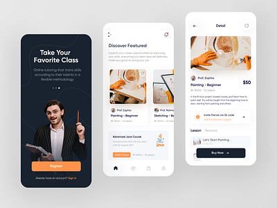 Online Course Mobile App - Exploration 📚 app app design card clean course course app education elearning learn lesson minimal mobile mobile app mobile app design mobile design mobile ui online course study ui ux