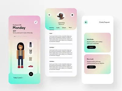 Threadbare 2.0 product explorations: 3 gradients design fashion illustration mobile product product design ui