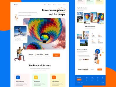 Traveler - Travel agency landing page homepage interface landing page travel agency ui design web web design website website design