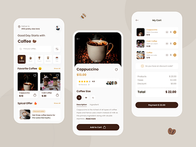Coffee Shop App app appdesign branding coffee design figma illustration mobileapp ui uiux