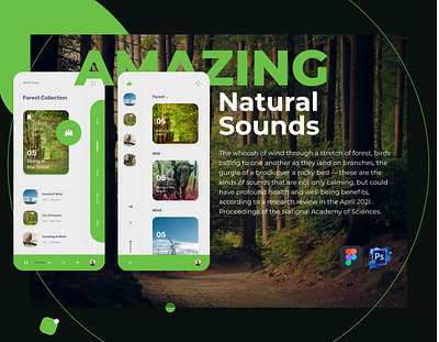 Natural Sounds App UI apps branding graphic design ui