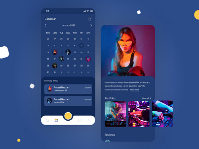 Viewing scheduled events. Calendar view. Festful. app business clean consultancy design dj events festful freelance freelancers ios manage minimal minimalistic native party schedule startup systems ui