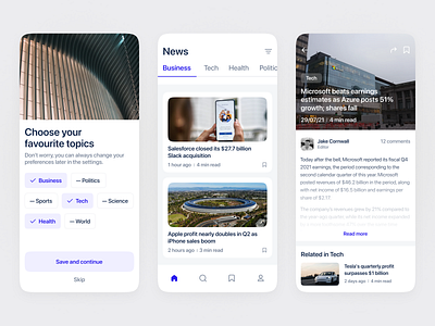 News App UI article choose your interests mobile design news app ui news feed news site newspaper productdesign uidesigner urban architecture uxuidesign