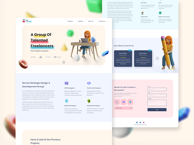 Freelancers Website Concept 3d concept freelancer landing page logo ui design ux design