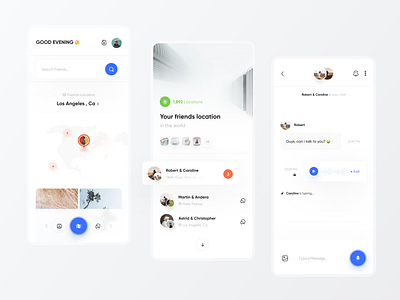 Friends Location App app design appui chat design ios location map messanger minimal mobile mobile ui top trend ui ui design
