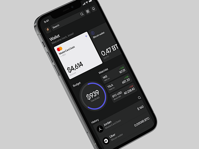 E_Wallet Concept app bitcoin black clean crypto cryptowallet dark design ethereum figma gray mobile ui wallet web