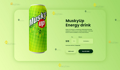 MuskyUp product page design 2d 2ddesign brand branding clean creative crypto design flat graphic design green interface minimal shop ui ux vector web website yellow