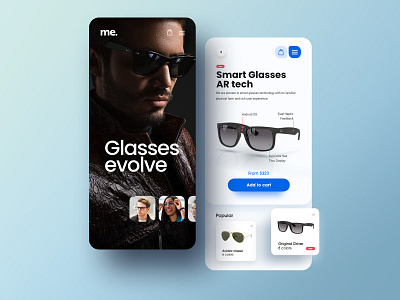 Glasses evolve adobe xd android app app design ecommerce ecommerce app glasses ios app minimal mobile prototype ray ban simple ui ux webdesign website