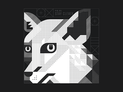 Fox Experiment design fox geometric glitch illustration one color pattern shapes simple tech ui