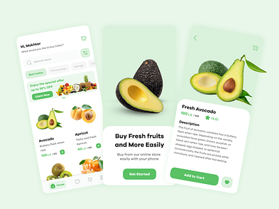 Fruit Grocery App app clean design fruit grocery minimal shop ui ux