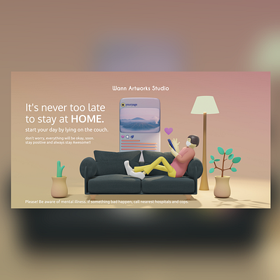 Never too late to stay at HOME. 3d animation branding graphic design motion graphics ui