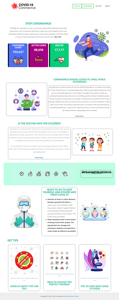 Covid-19 landing page design - landing page covid 19 landing page covid 19 safety website covid 19 template landing page wordpress website