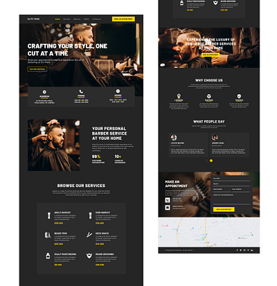 Barbershop landing page design ui