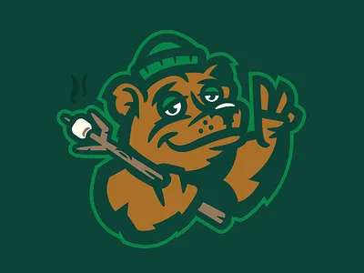 Colorado Happy Campers bear branding camper camping colorado green grizzly high hipster illustration logo smores sports