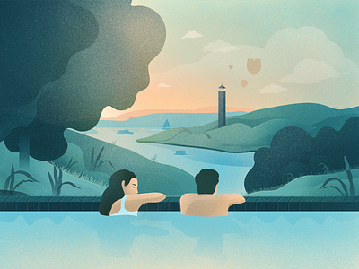 Birštonas - take a break after a break birštonas couple design illustration mineral relax relaxing spa sunset water women