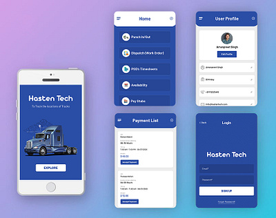 Truck Tracking App Screens /Designs app apps screen branding creative design develop graphic design screen ui vector