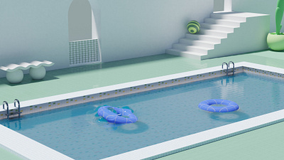 swimming pool 3d animation blender camera cycle design graphic design illustration motion graphics pool render sensor