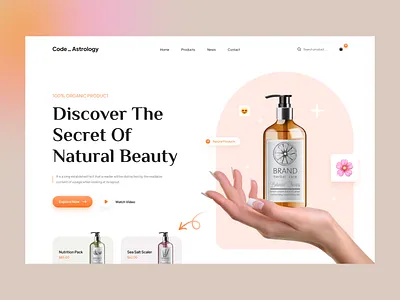 Cosmetic Product Landing Page UI Design agency landing page beauty clean ui cosmetics ecommerce ecommerce website header exploration homepage illustration landing landing page landing page design minimalist online shop online store product landing page ui ui design ux website