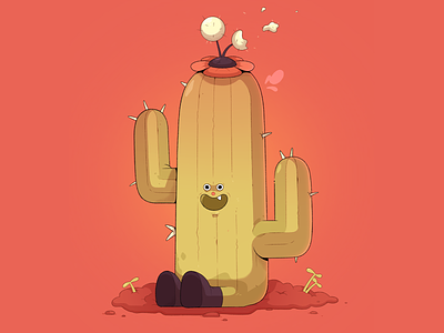Cactus Mac. 2d cactus cartoon character characterdesign desert design dumb illustration illustrator orange plant quirky sun yellow
