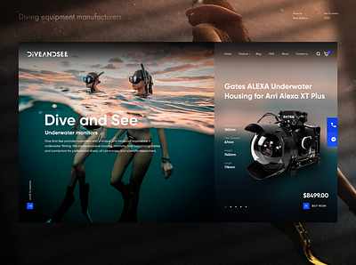 Dive and See - Diving equipment manufacturers design diving e commerce homepage shop store ui ux web design