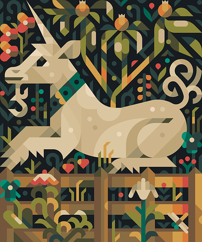 ‘Unicorn in Captivity’ In My Style authentic style colors geometric illustration in my style shapes vitnage