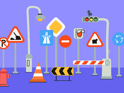 Street signs, lamp posts, stop lights branding design illustration illustration design illustrations illustrations／ui illustrator logo ui ux